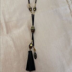 Chico’s Black and Gold Tassel contemporary Necklace - Women Jewelry